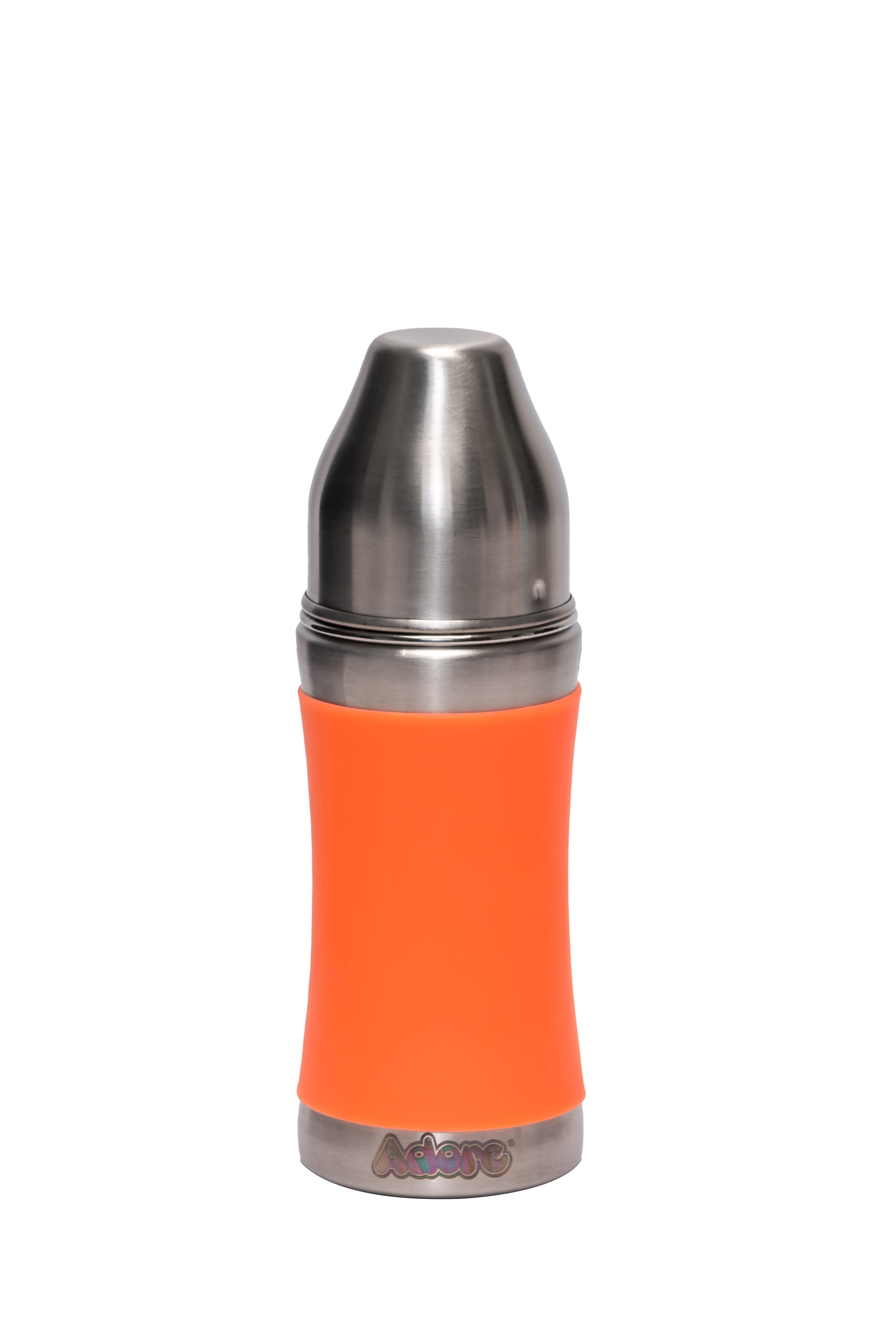 Adore Koh Stainless Steel Wide Neck Feeding Bottle with Silicon Sleeve- 250ml Orange