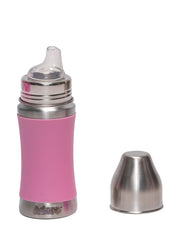 Adore Yolo! The 3 in 1 Wideneck Stainless Steel Feeding Bottle with Silicon Sleeve- 250ml - Pink