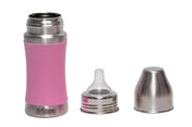 Adore Koh Stainless Steel Wide Neck Feeding Bottle with Silicon Sleeve- 250ml Pink