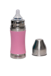 Adore Koh Stainless Steel Wide Neck Feeding Bottle with Silicon Sleeve- 250ml Pink