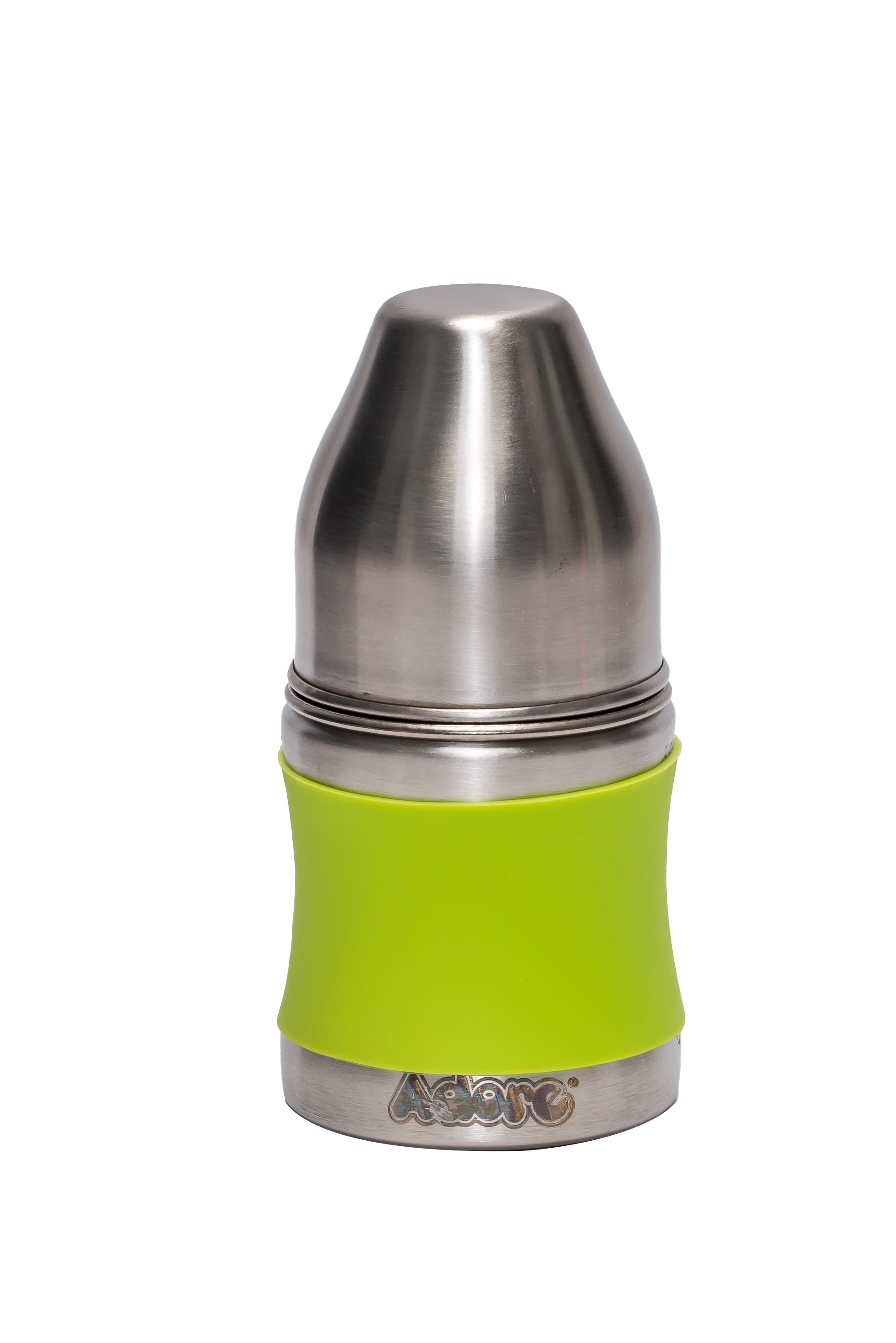 Adore Koh Stainless Steel Wide Neck Feeding Bottle with Silicon Sleeve - 150ml Green