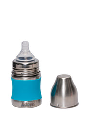 Adore Koh Stainless Steel Wide Neck Feeding Bottle with Silicon Sleeve - 150ml Blue