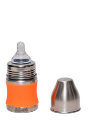 Adore Koh Stainless Steel Wide Neck Feeding Bottle with Silicon Sleeve - 150ml Orange