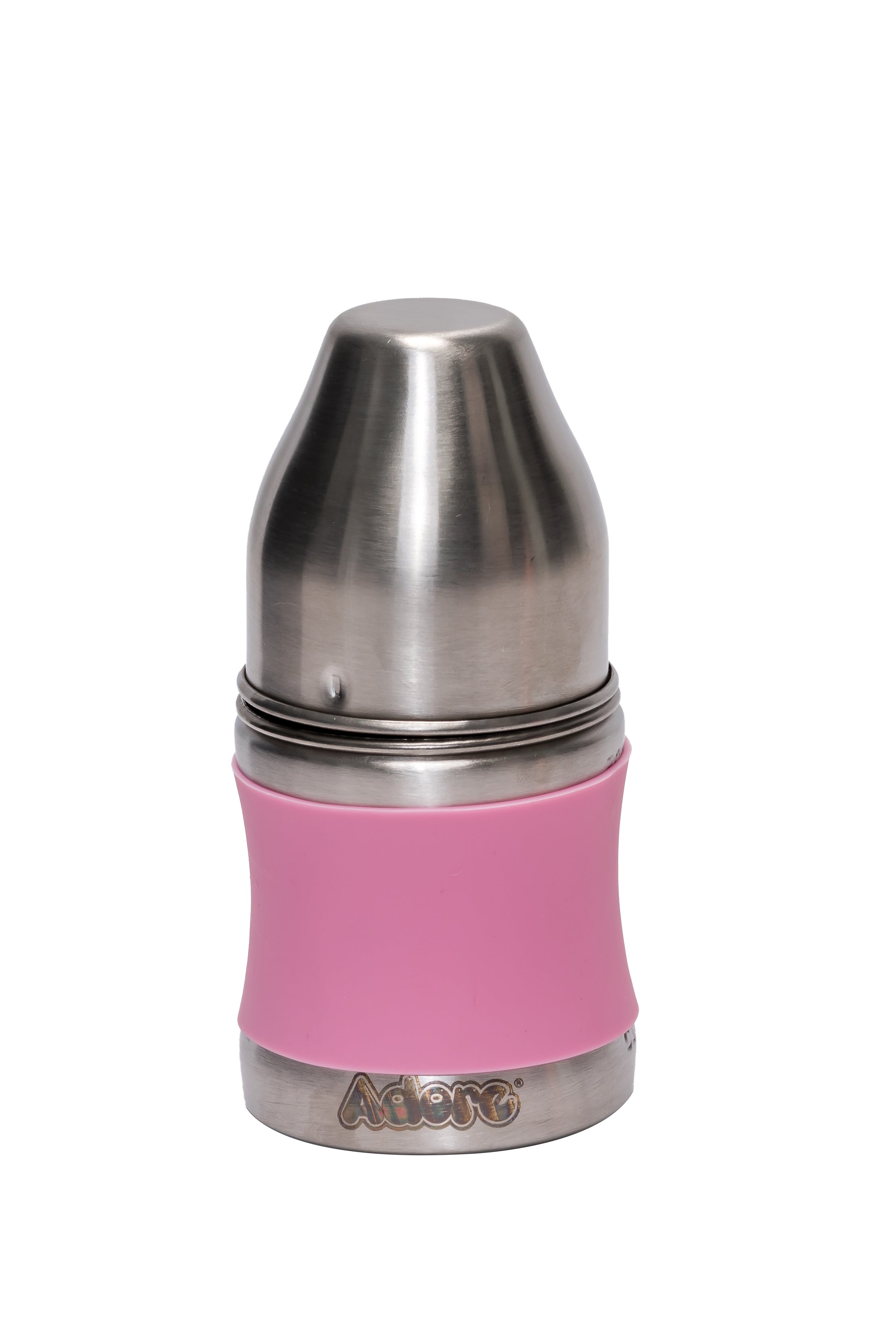 Adore Koh Stainless Steel Wide Neck Feeding Bottle with Silicon Sleeve - 150ml Pink