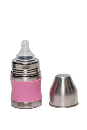 Adore Koh Stainless Steel Wide Neck Feeding Bottle with Silicon Sleeve - 150ml Pink