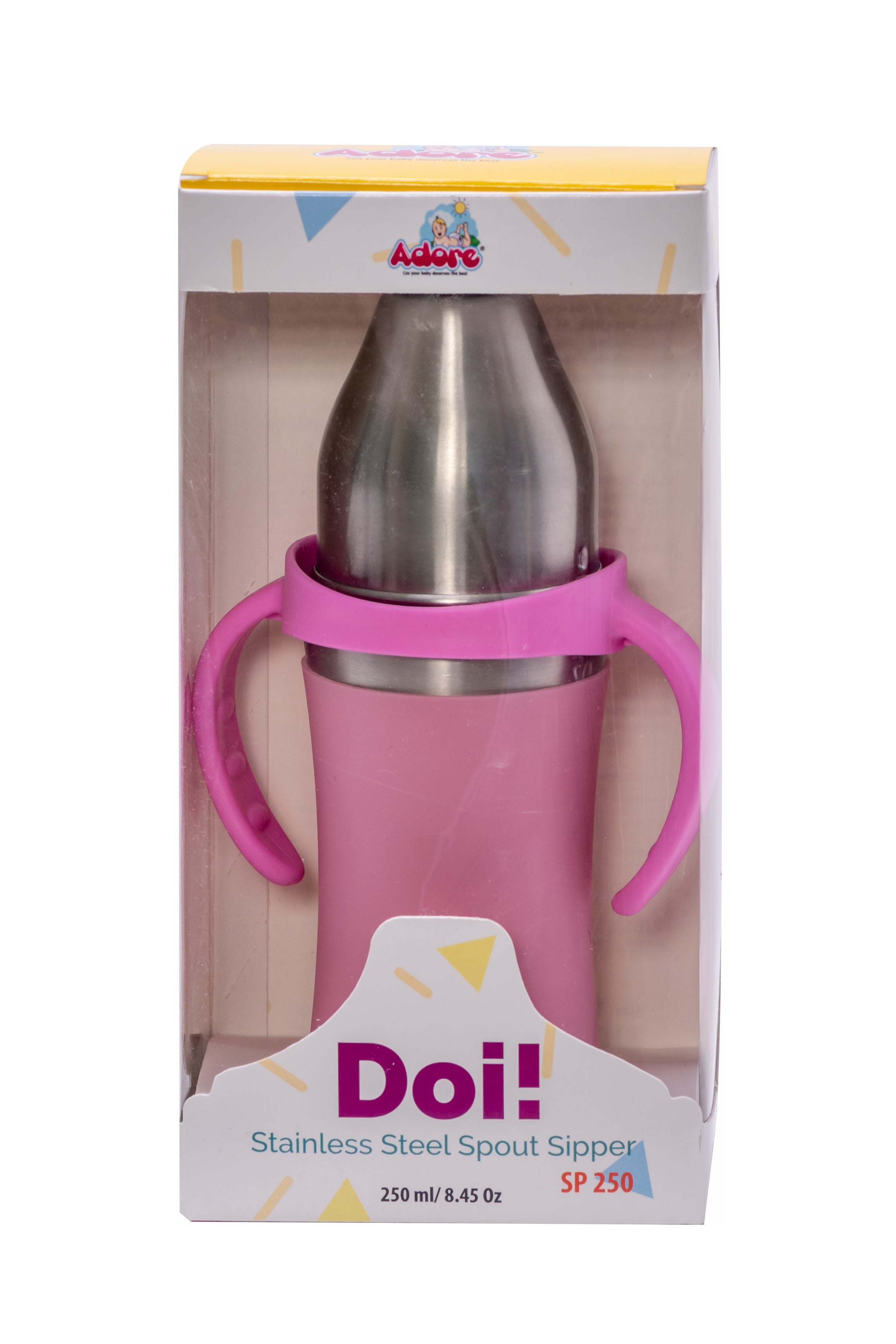 Adore Doi! The Wideneck Spout Stainless Steel Sipper with Sleeve-250ml Pink