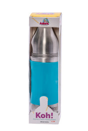 Adore Koh Stainless Steel Wide Neck Feeding Bottle with Silicon Sleeve- 250ml Blue