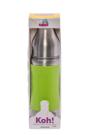 Adore Koh Stainless Steel Wide Neck Feeding Bottle with Silicon Sleeve- 250ml Green