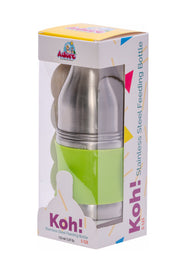 Adore Koh Stainless Steel Wide Neck Feeding Bottle with Silicon Sleeve - 150ml Green