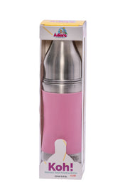 Adore Koh Stainless Steel Wide Neck Feeding Bottle with Silicon Sleeve- 250ml Pink