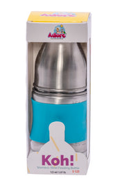 Adore Koh Stainless Steel Wide Neck Feeding Bottle with Silicon Sleeve - 150ml Blue