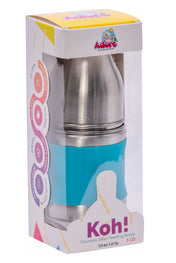 Adore Koh Stainless Steel Wide Neck Feeding Bottle with Silicon Sleeve - 150ml Blue