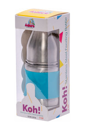Adore Koh Stainless Steel Wide Neck Feeding Bottle with Silicon Sleeve - 150ml Blue