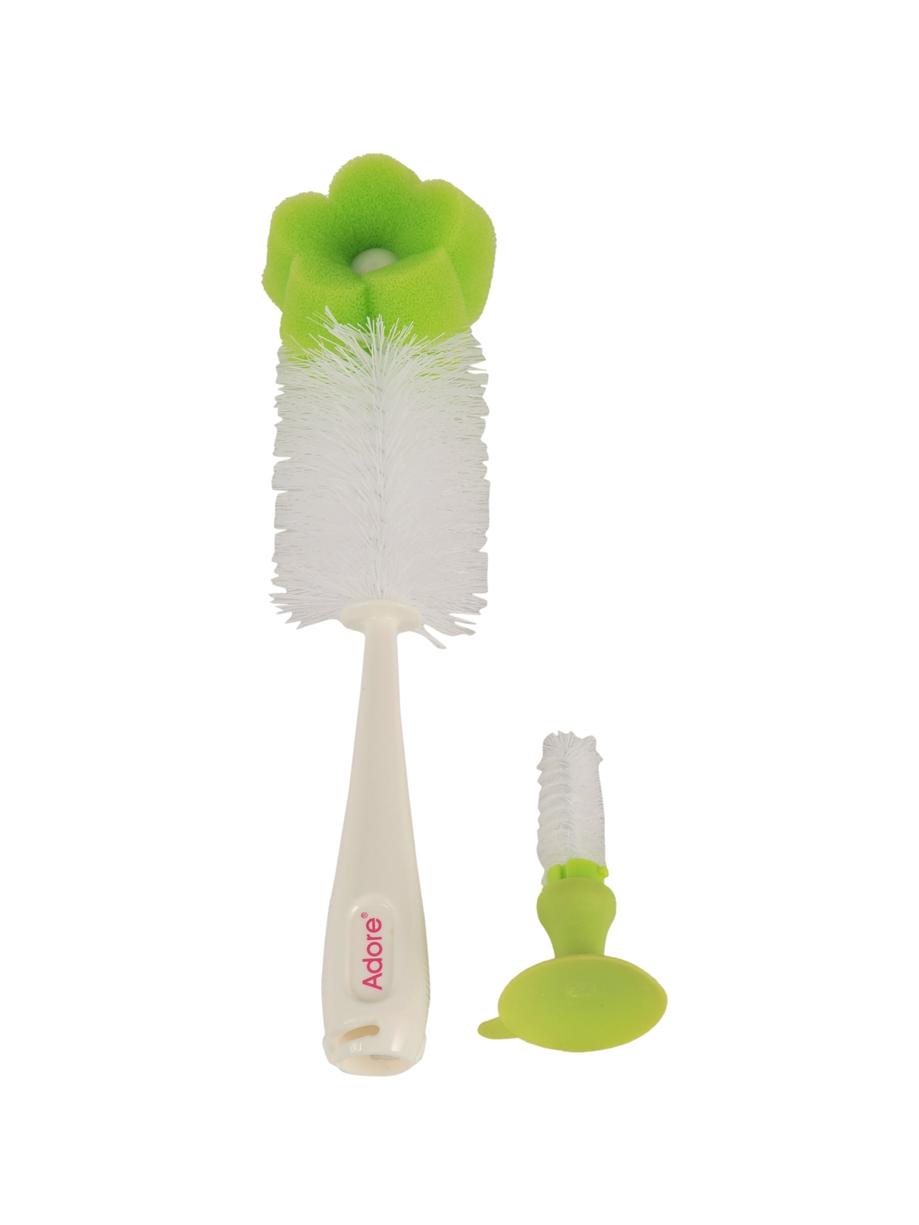 Adore Blossoms 2 in-1 Baby Bottle Cleaning Brush Kit with Silicone Suction Base - Green