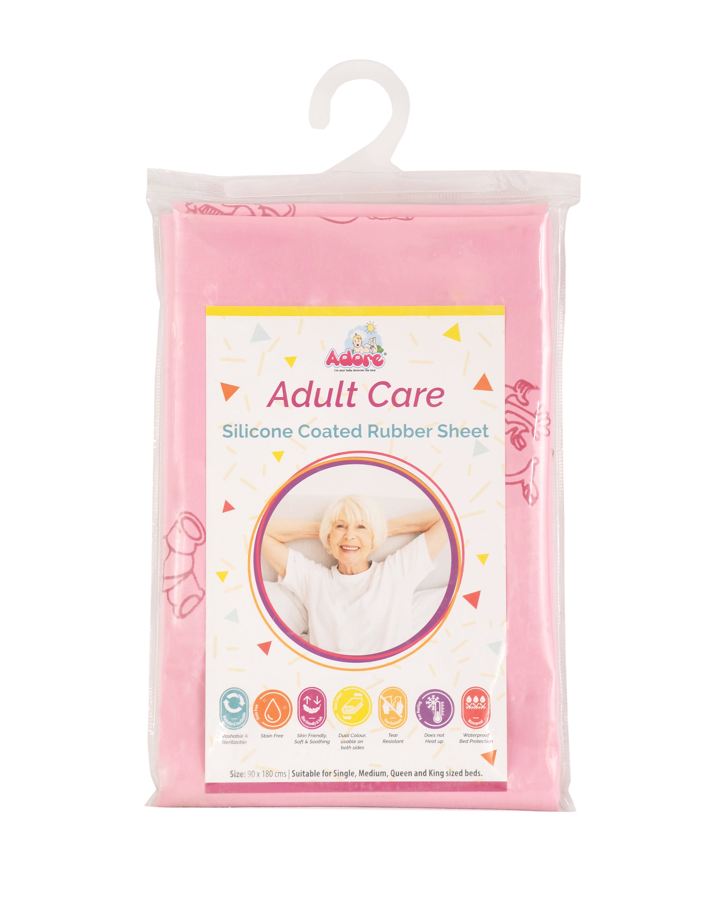 Baby Silicone Coated Baby Rubber Sheet -Bed – Bath – Massage - Repeat - 90*180 - Pink