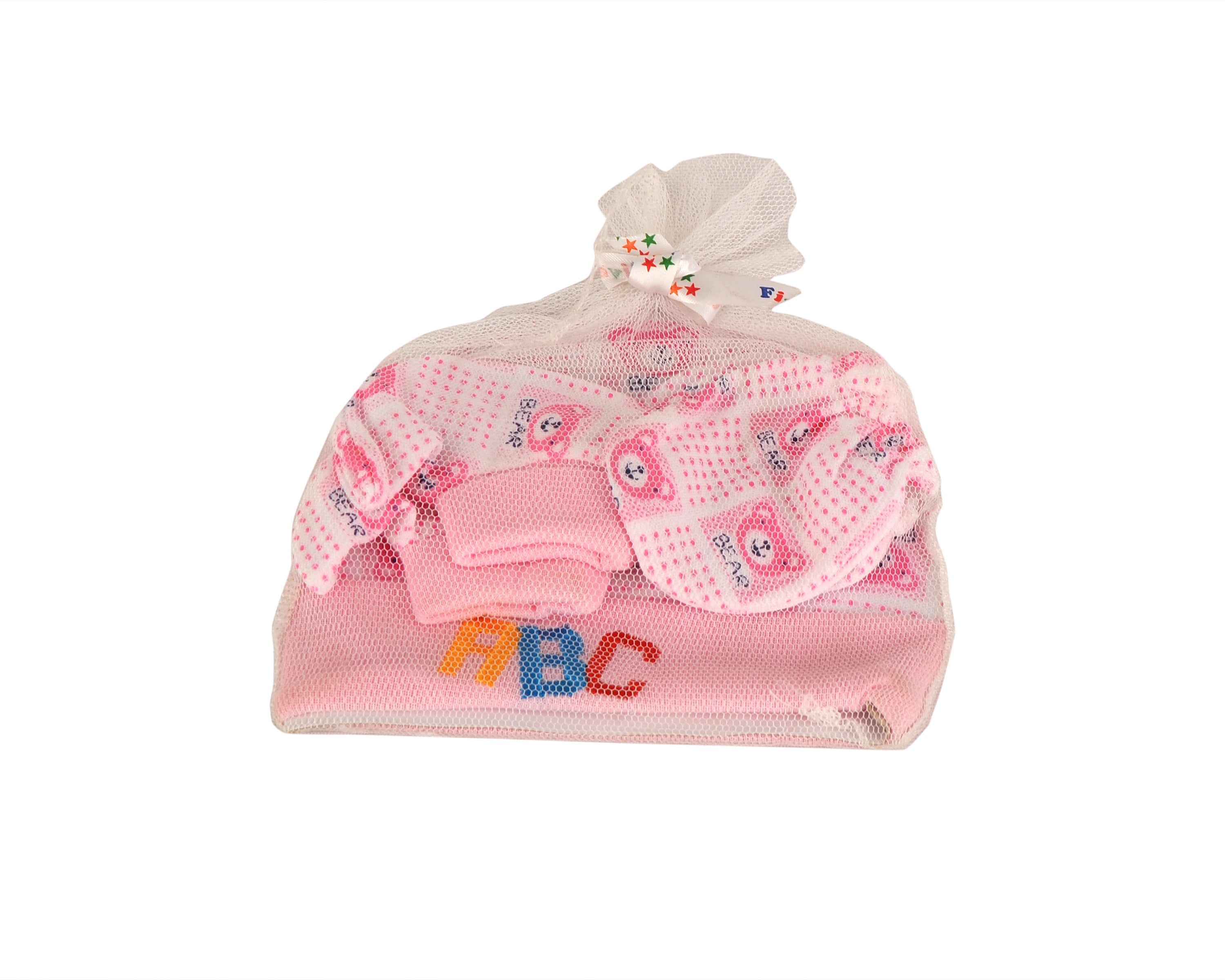 Adore Pure Cotton Cap Mitten Booty Set - Pink