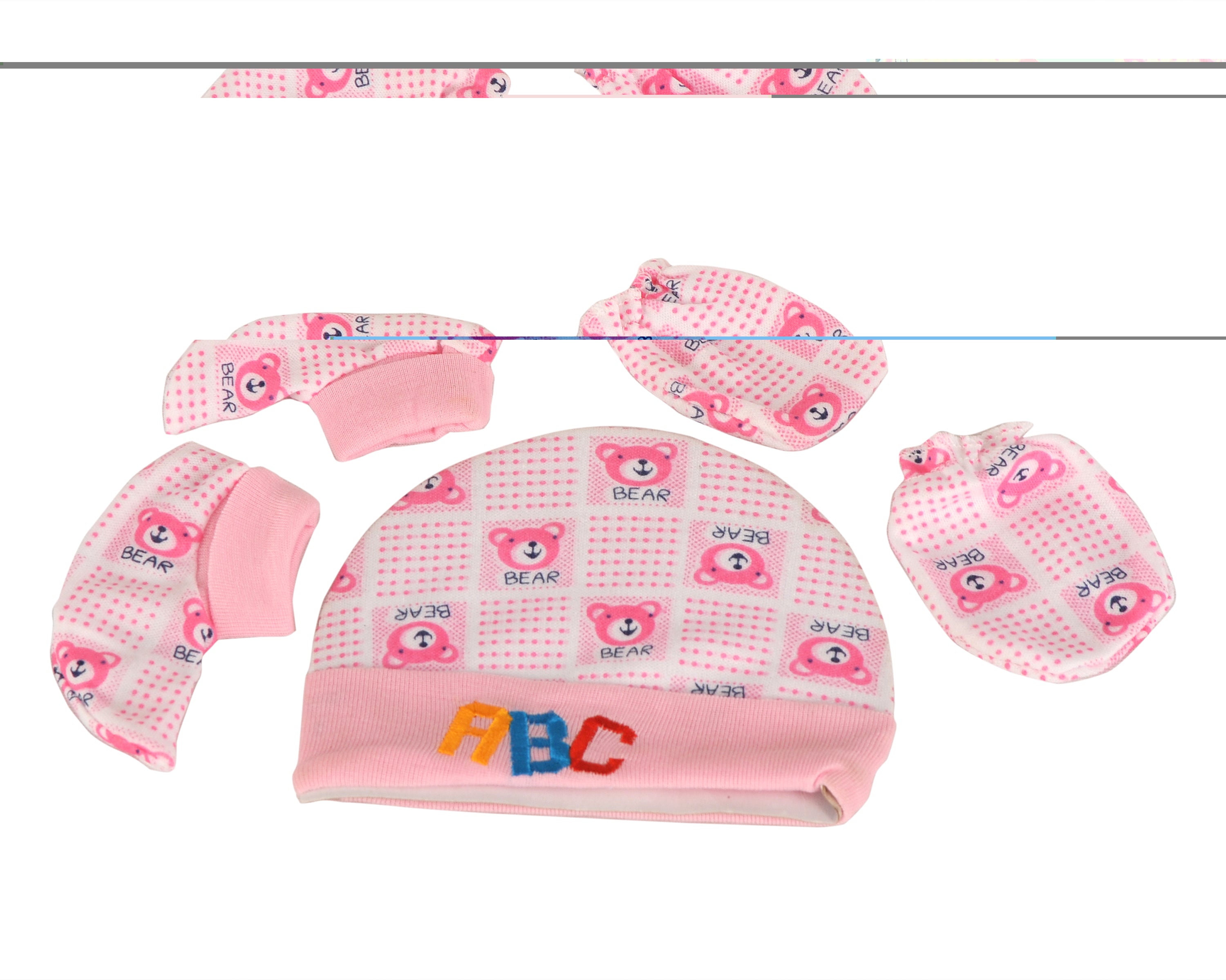 Pure Cotton Cap Mitten Booty Set