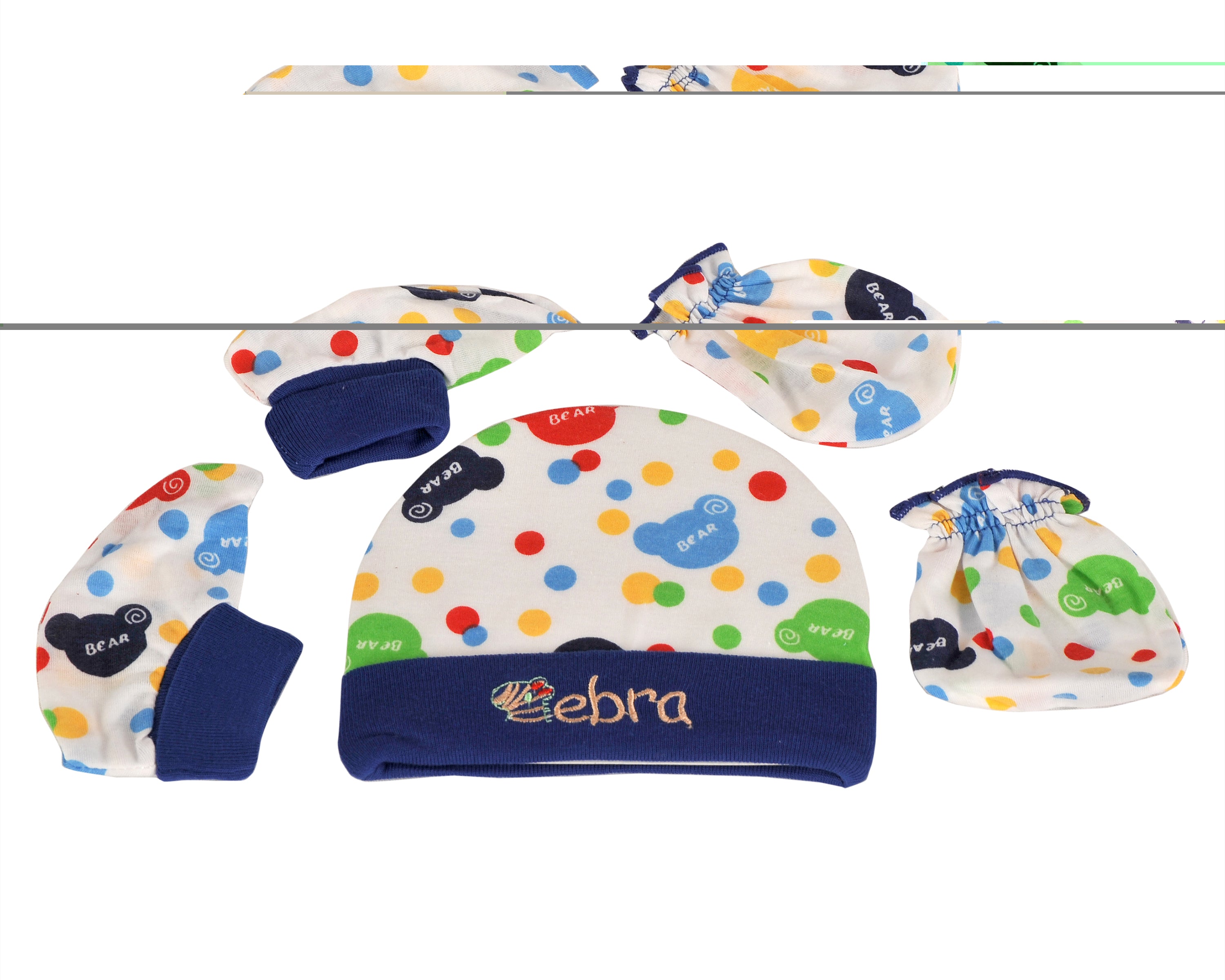 Pure Cotton Cap Mitten Booty Set