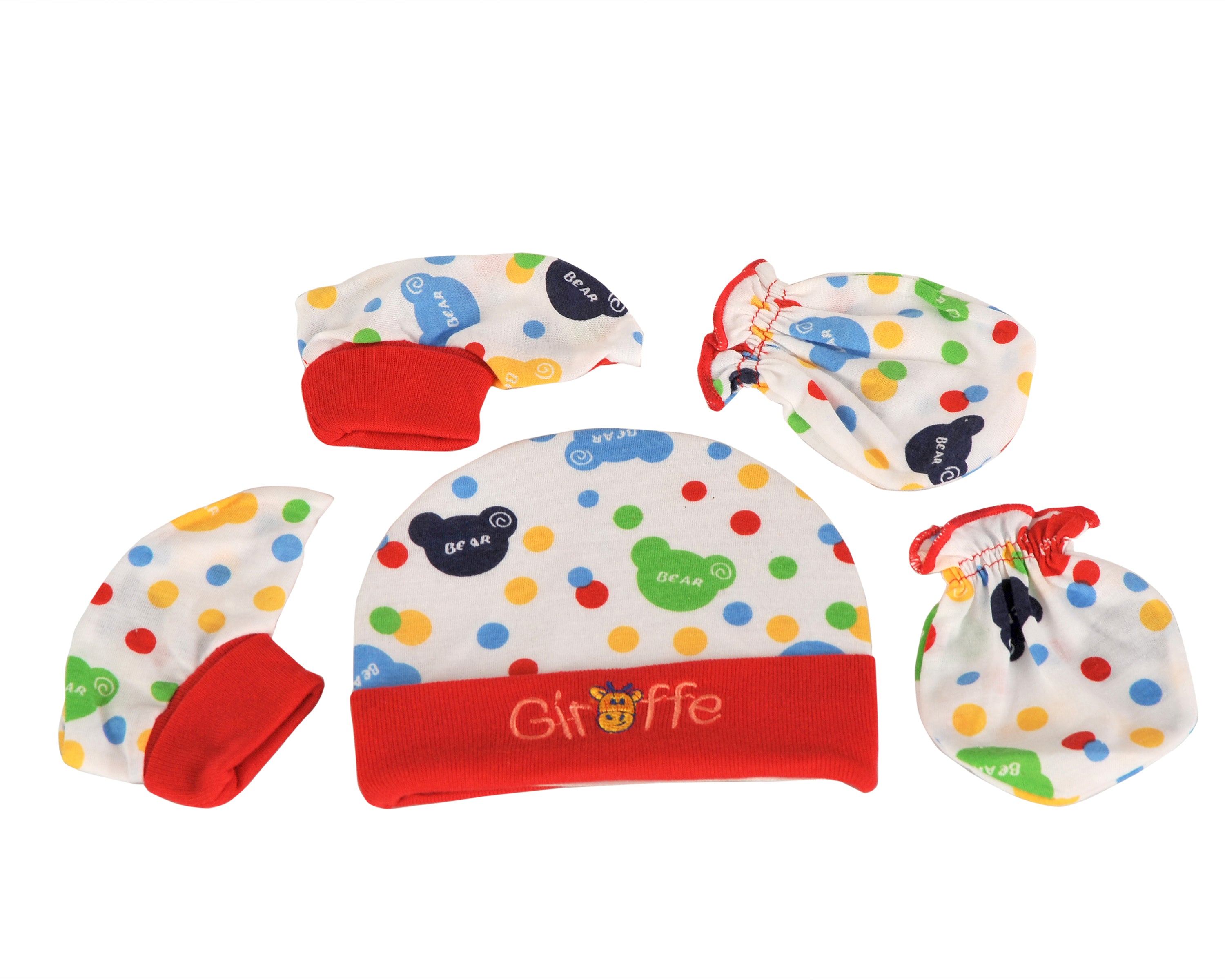 Pure Cotton Cap Mitten Booty Set