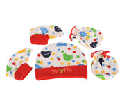 Adore Pure Cotton Cap Mitten Booty Set - Red