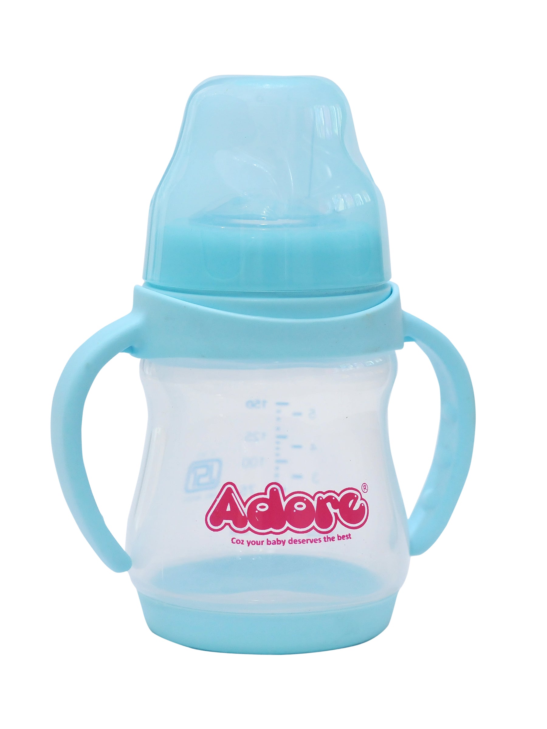 Adore Jiggle 2 Stage Wideneck Feeding Bottle with Twin Handle 150ml - Blue
