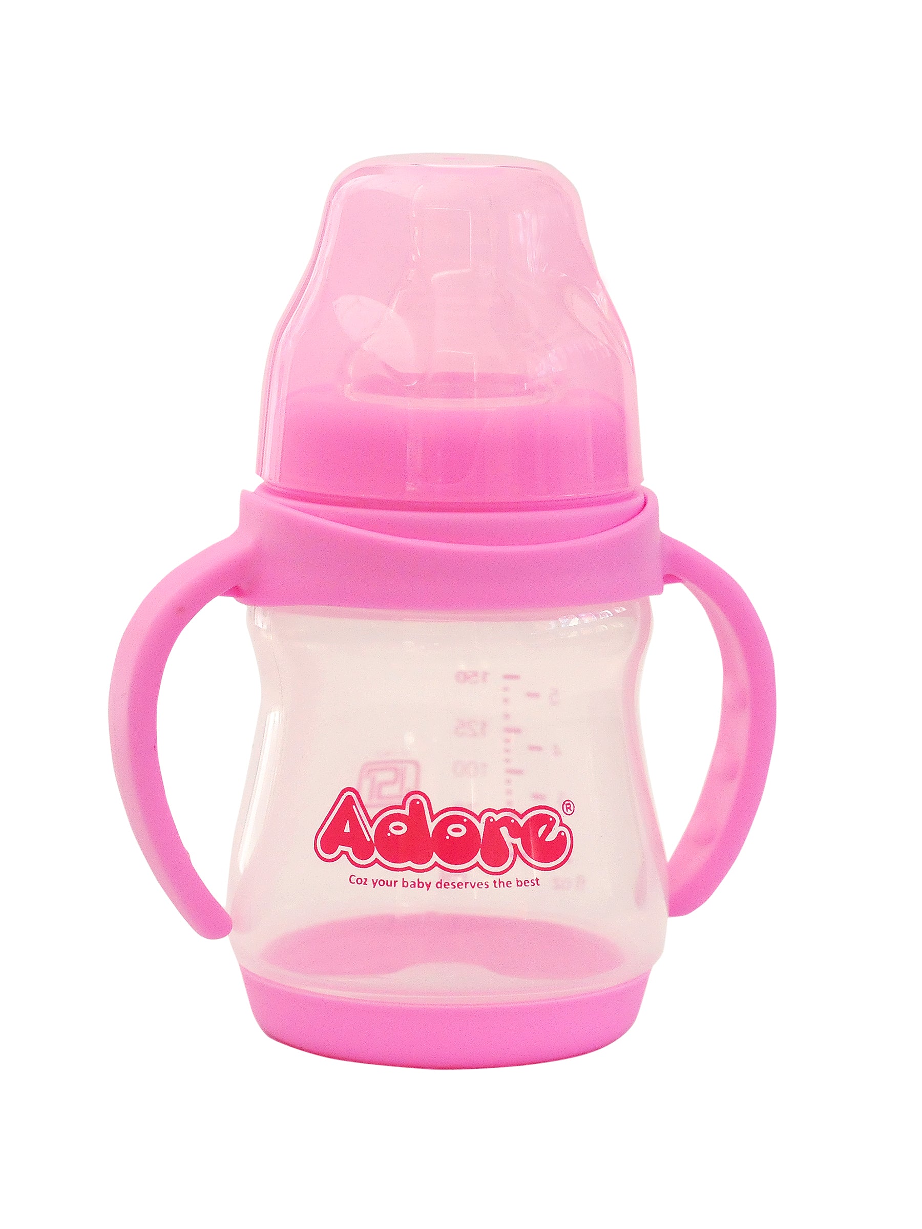 Adore Jiggle 2 Stage Wideneck Feeding Bottle with Twin Handle 150ml - Pink