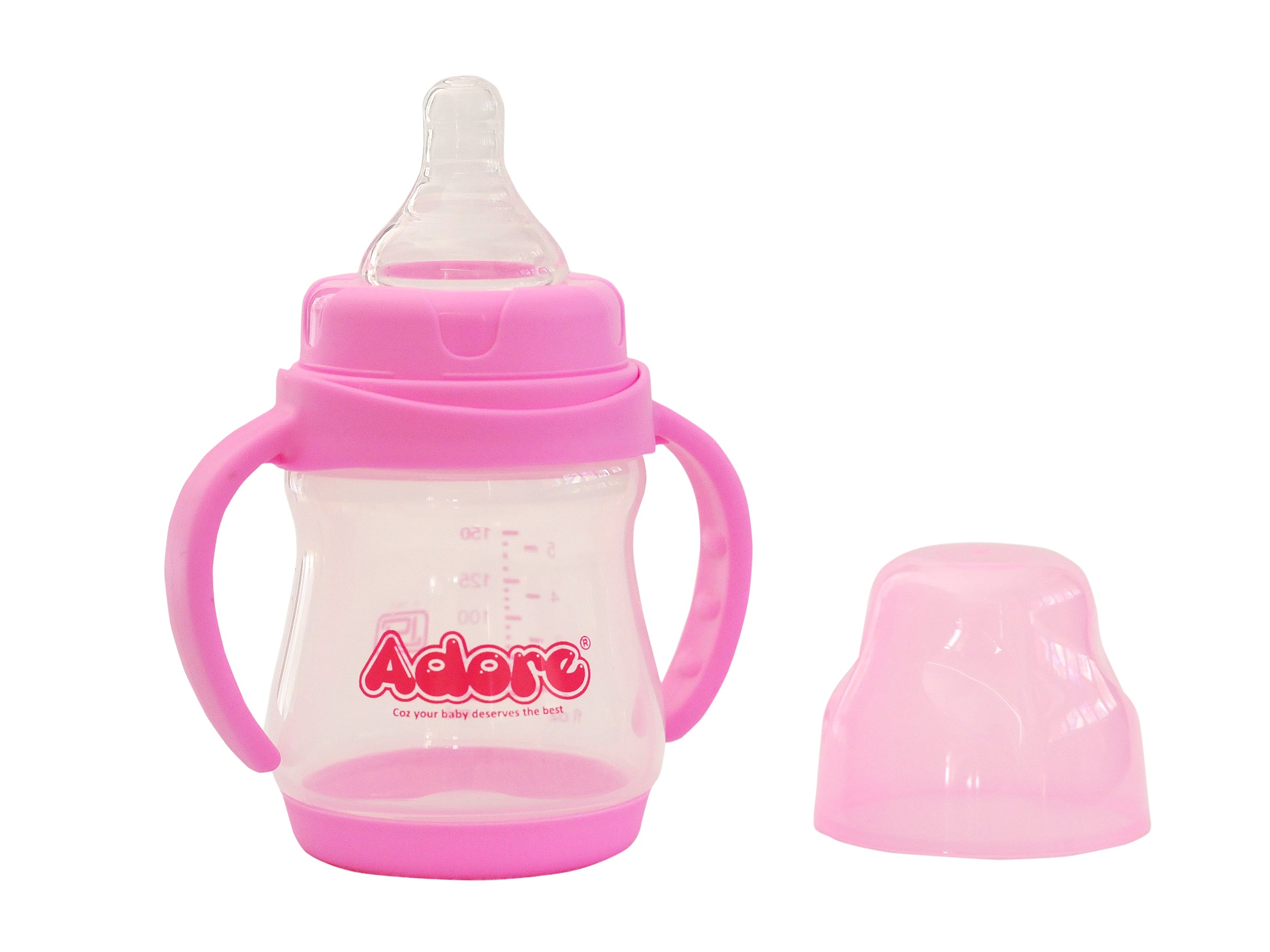 Adore Jiggle 2 Stage Wideneck Feeding Bottle with Twin Handle 150ml - Pink