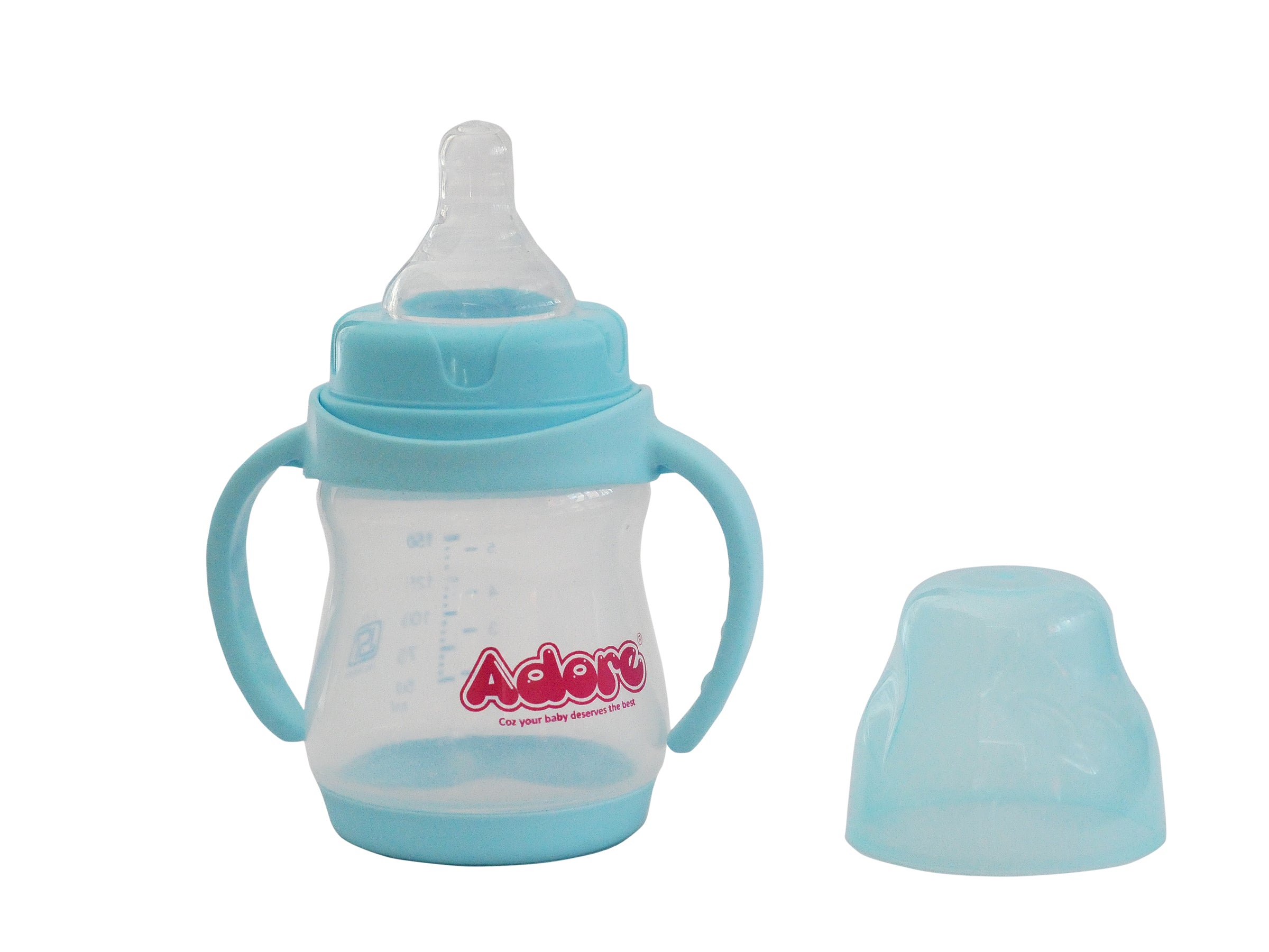 Adore Jiggle 2 Stage Wideneck Feeding Bottle with Twin Handle 150ml - Blue