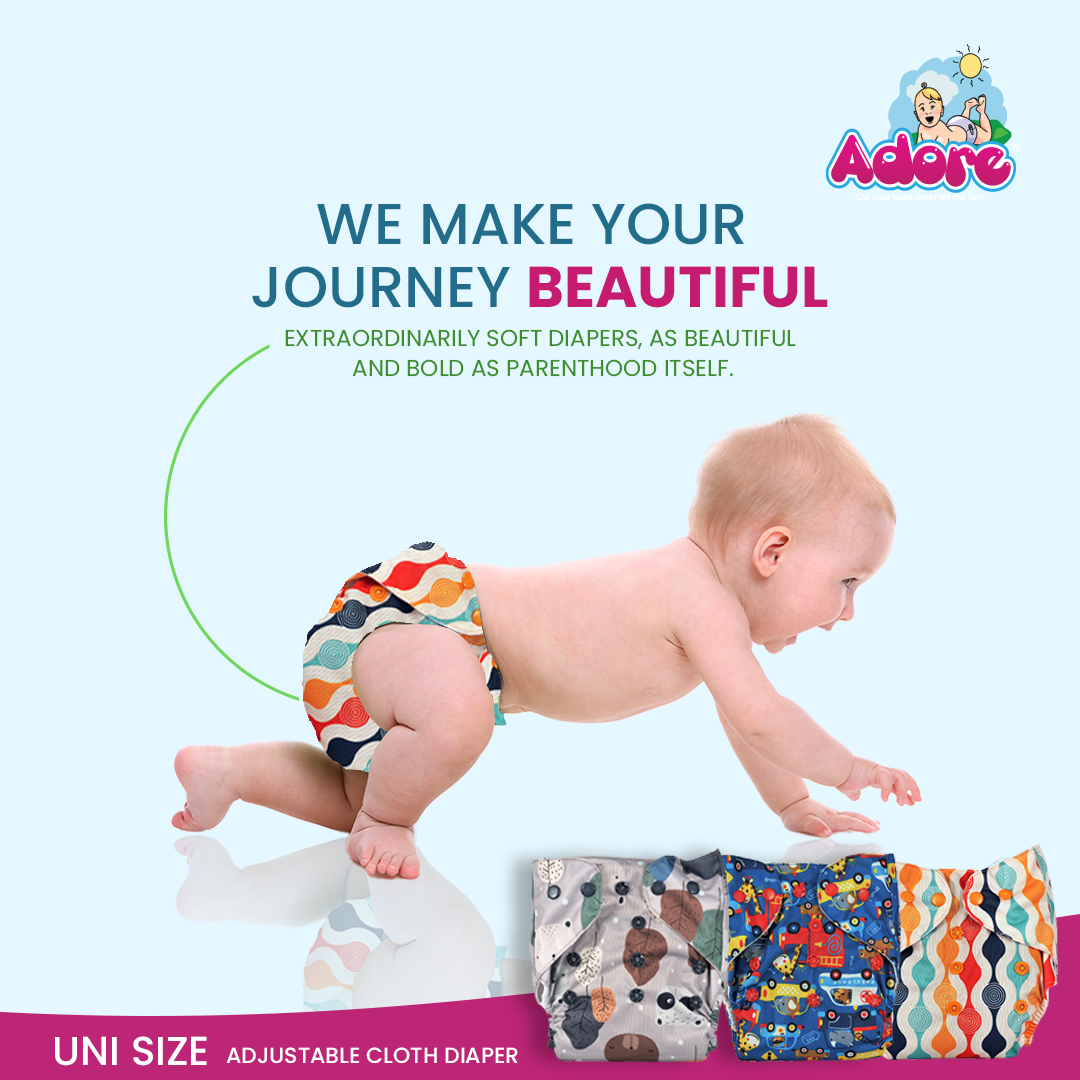 Adore Unisize Adjustable Cloth Diaper With 5 Layered Charcoal Insert Abstract Print - Vehicle Print