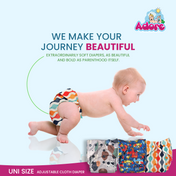 Adore Unisize Adjustable Cloth Diaper With 5 Layered Charcoal Insert Abstract Print - Vehicle Print