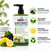 Adore EARTHNEST-Baby Dishwash Liquid with Activated Charcoal & Lemon Freshness 500ml