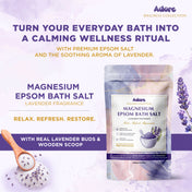 Adore Wellness Magnesium Epsom Bath Salt with Lavender Fragrance, Scoop & Real Lavender Buds 500g