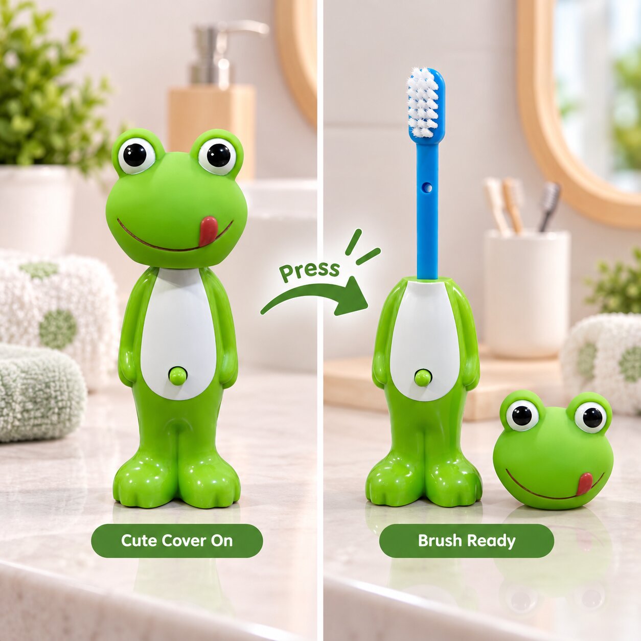 Adore Kids Pop Up Toothbrush with Safety Head Attractive Character - Slurrpy Frog