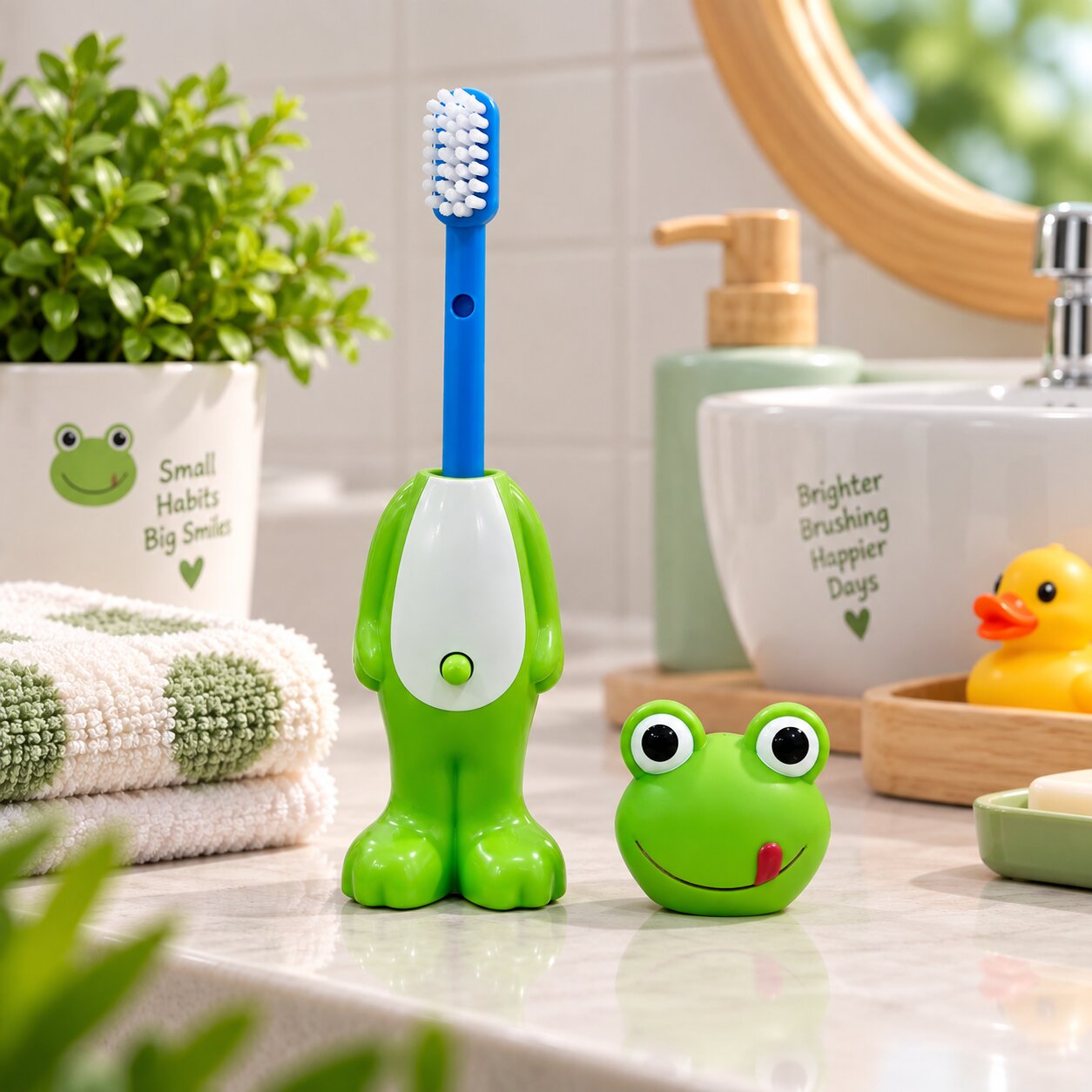 Adore Kids Pop Up Toothbrush with Safety Head Attractive Character - Slurrpy Frog