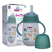Adore Great Britain Wide Neck Straw Sipper with Gravity Ball and Twin Handle- 250ml Green
