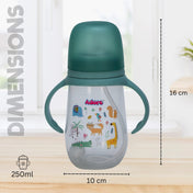 Adore Great Britain Wide Neck Straw Sipper with Gravity Ball and Twin Handle- 250ml Green