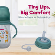 Adore Great Britain Wide Neck Straw Sipper with Gravity Ball and Twin Handle- 250ml Green