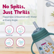 Adore Great Britain Wide Neck Straw Sipper with Gravity Ball and Twin Handle- 250ml Green