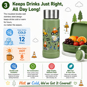 Adore Dr.Feed Little Champs Hot & Cold Insulated Steel Water Bottle 270ml-Green