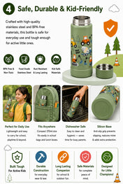 Adore Dr.Feed Little Champs Hot & Cold Insulated Steel Water Bottle 270ml-Green