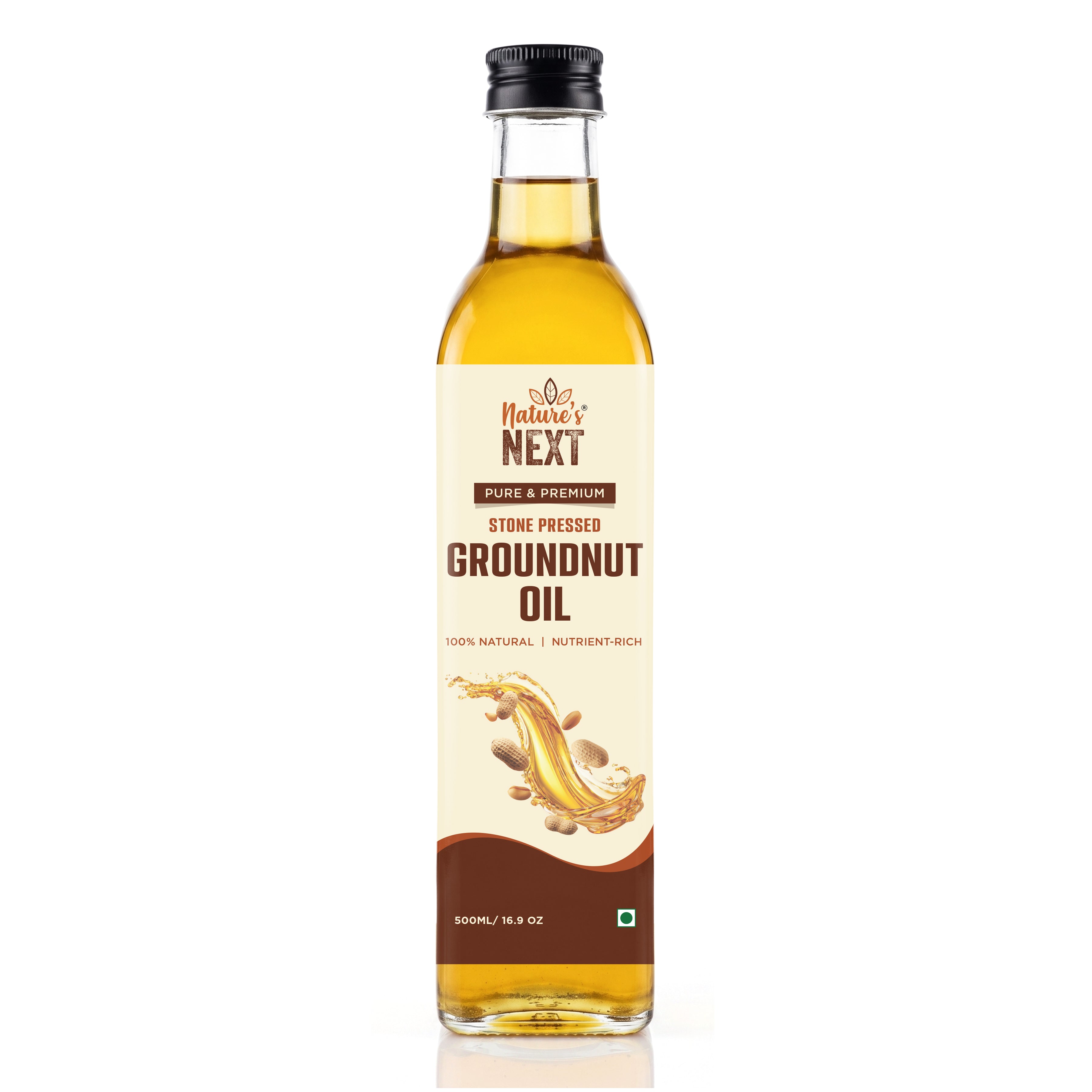 Nature’s Next Pure & Premium Cold-Pressed Groundnut Oil- Glass Bottle 500ml