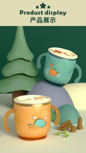 Adore Dodo! Double Wall Insulated Stainless Steel Sipper with Straw & Handle- 250 ml-Orange