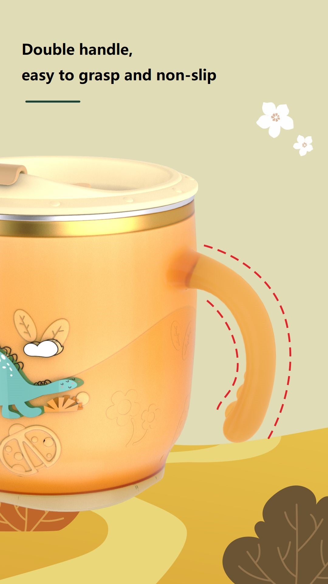 Adore Dodo! Double Wall Insulated Stainless Steel Sipper with Straw & Handle- 250 ml-Orange