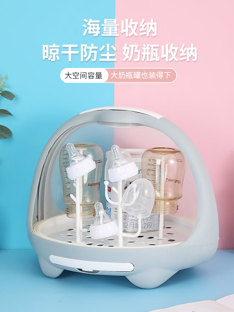 Adore Twister 2in 1 Baby Bottle Drying Rack & Storage Box with Lid & Handle - Grey