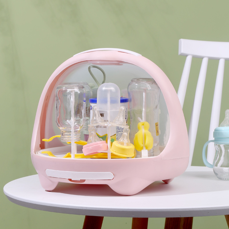 Adore Twister 2in 1 Baby Bottle Drying Rack & Storage Box with Lid & Handle - Pink