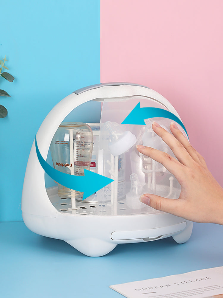 Adore Twister 2in 1 Baby Bottle Drying Rack & Storage Box with Lid & Handle - Grey