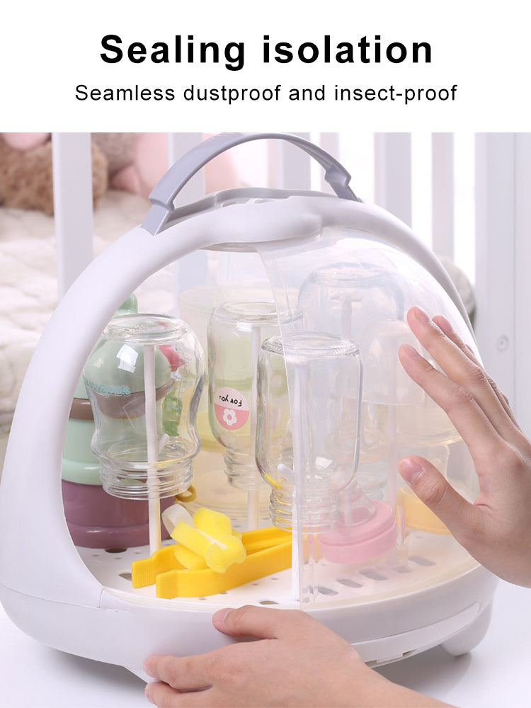 Adore Twister 2in 1 Baby Bottle Drying Rack & Storage Box with Lid & Handle - Grey