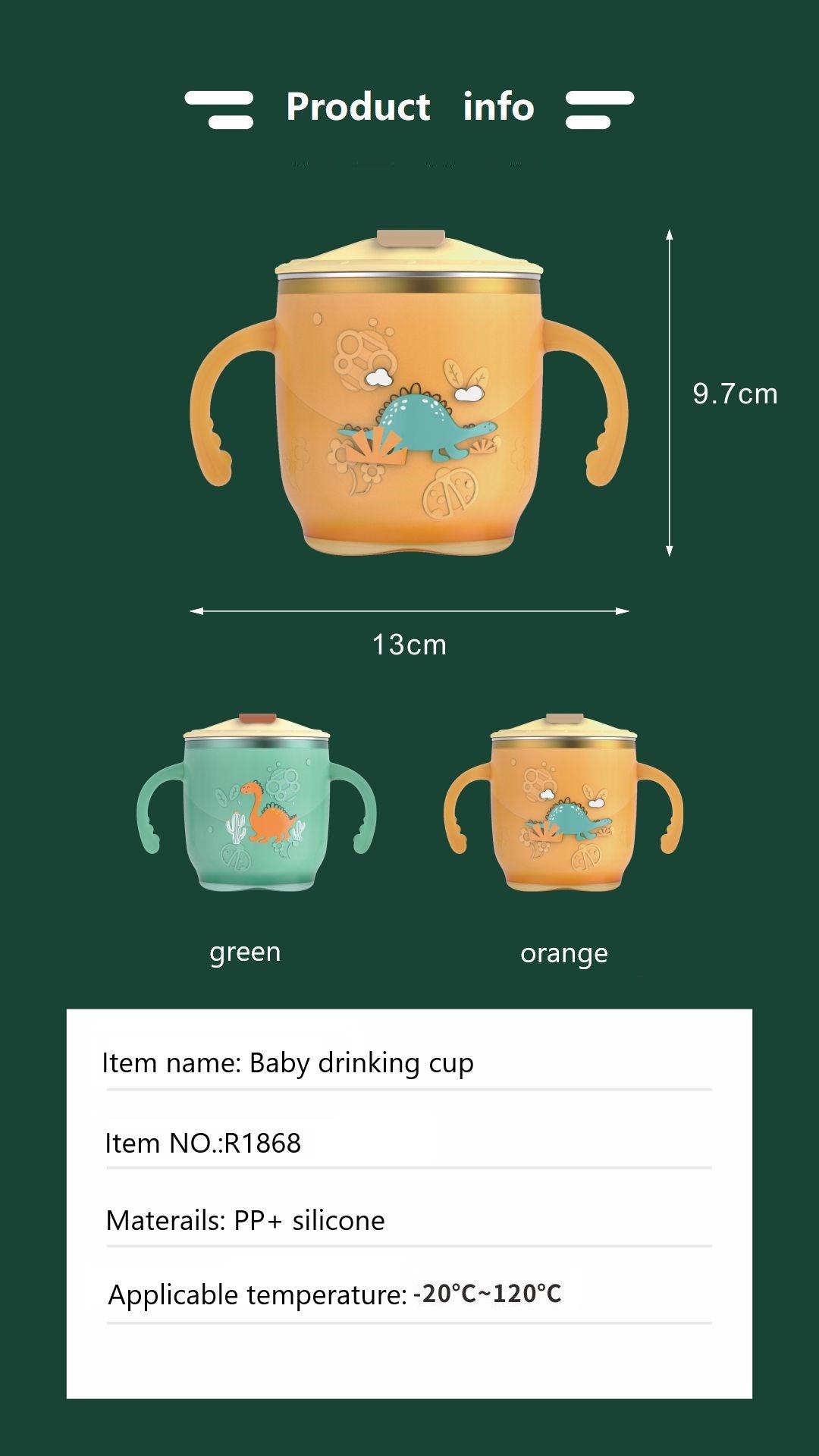 Adore Dodo! Double Wall Insulated Stainless Steel Sipper with Straw & Handle- 250 ml-Orange