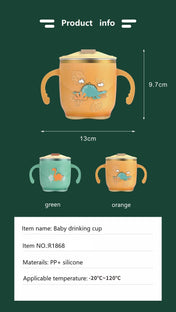 Adore Dodo! Double Wall Insulated Stainless Steel Sipper with Straw & Handle- 250 ml-Orange