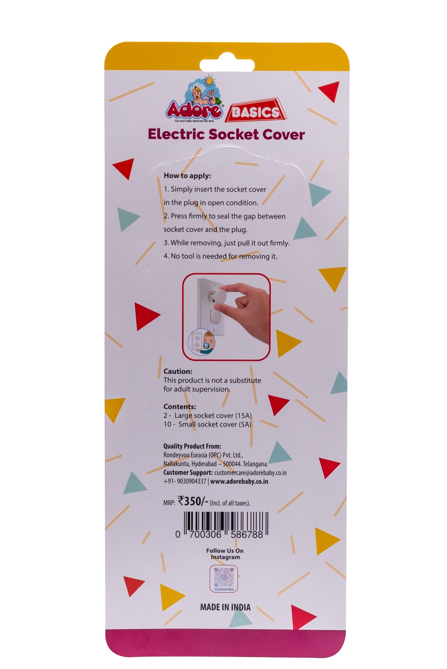 Adore Baby Safety Child Proofing Electrical Socket Cover Set- Pack of 12-Brown